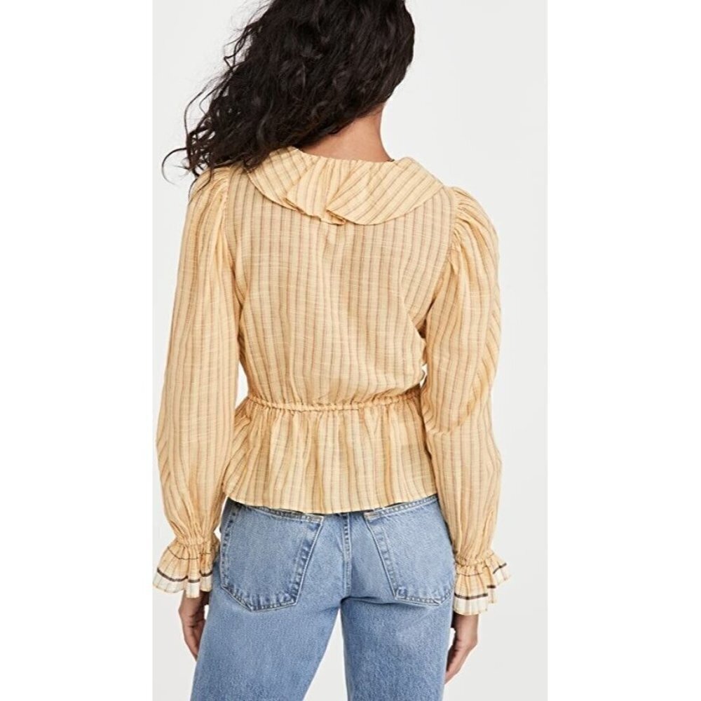 ULLA Johnson BNWOT Blouse "Kalila" V-Neck Stripe Sz 0 Striped Ruffles - Picture 10 of 10